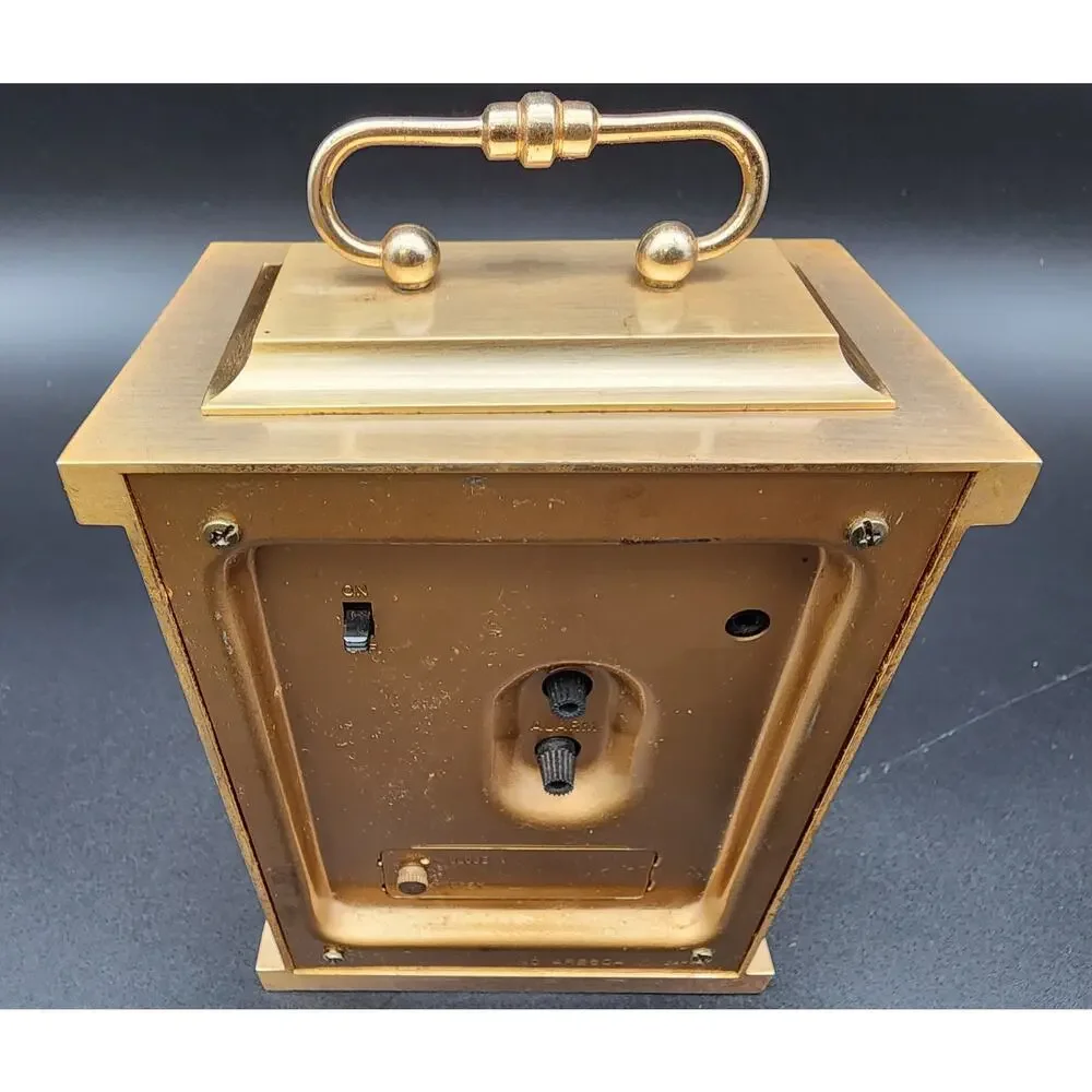 Vintage Bulova Brass Quartz Alarm Clock Japan – Carriage Style, Tested & Working